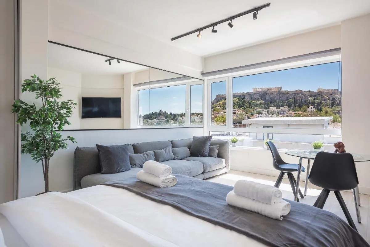 Image 1 of Stylish Studio: Acropolis View in Monastiraki Sq.