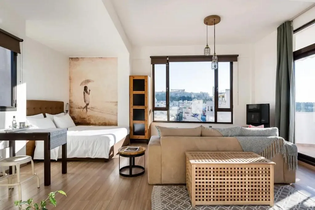 Image of Explore Nightlife Near an Apartment With an Acropolis View