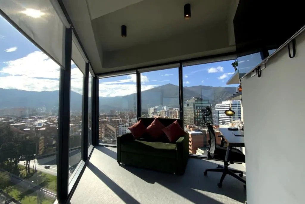 Image of Bright luxurious flat with stunning view workspace