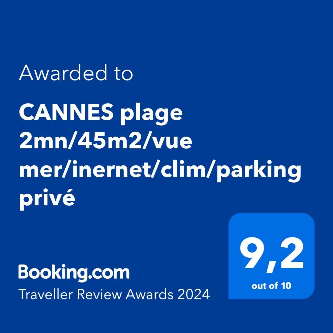 Image 3 of CANNES plage 2mn/45m2/vue mer/inernet/clim/parking privé