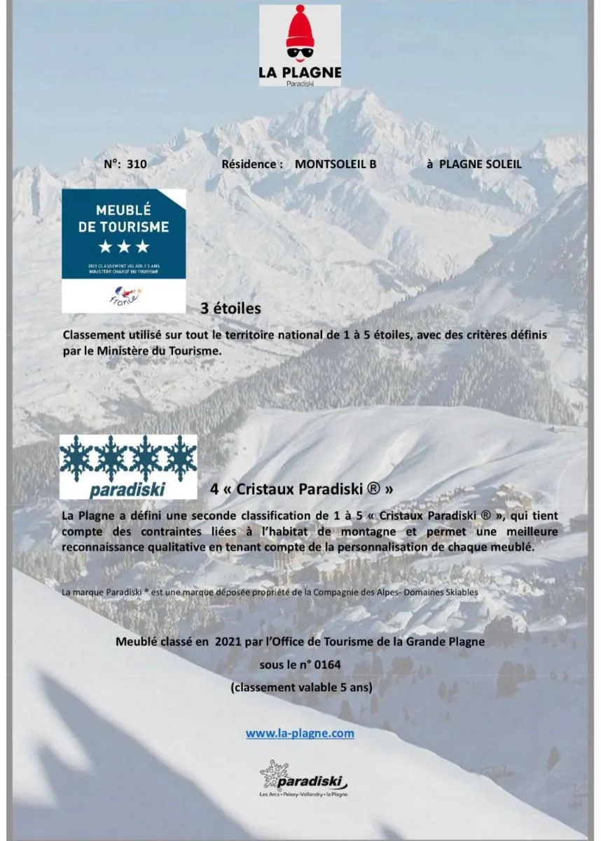 Image 3 of PLAGNE SOLEIL – 5 pers – 4 étoiles Paradiski – vue montagne – accès direct pistes skis aux pieds