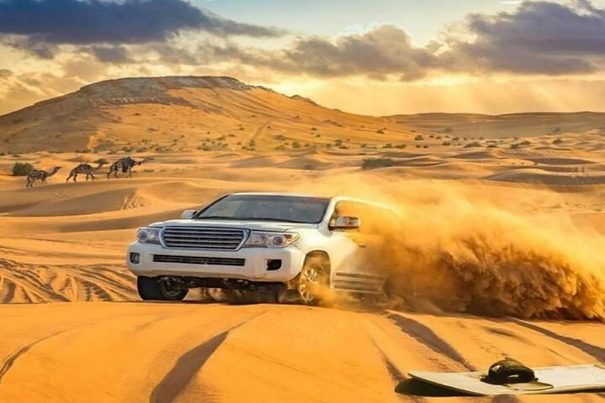 Image 1 of Dubai Desert Safari with Dune Bashing, Camel rides & BBQ Dinner
