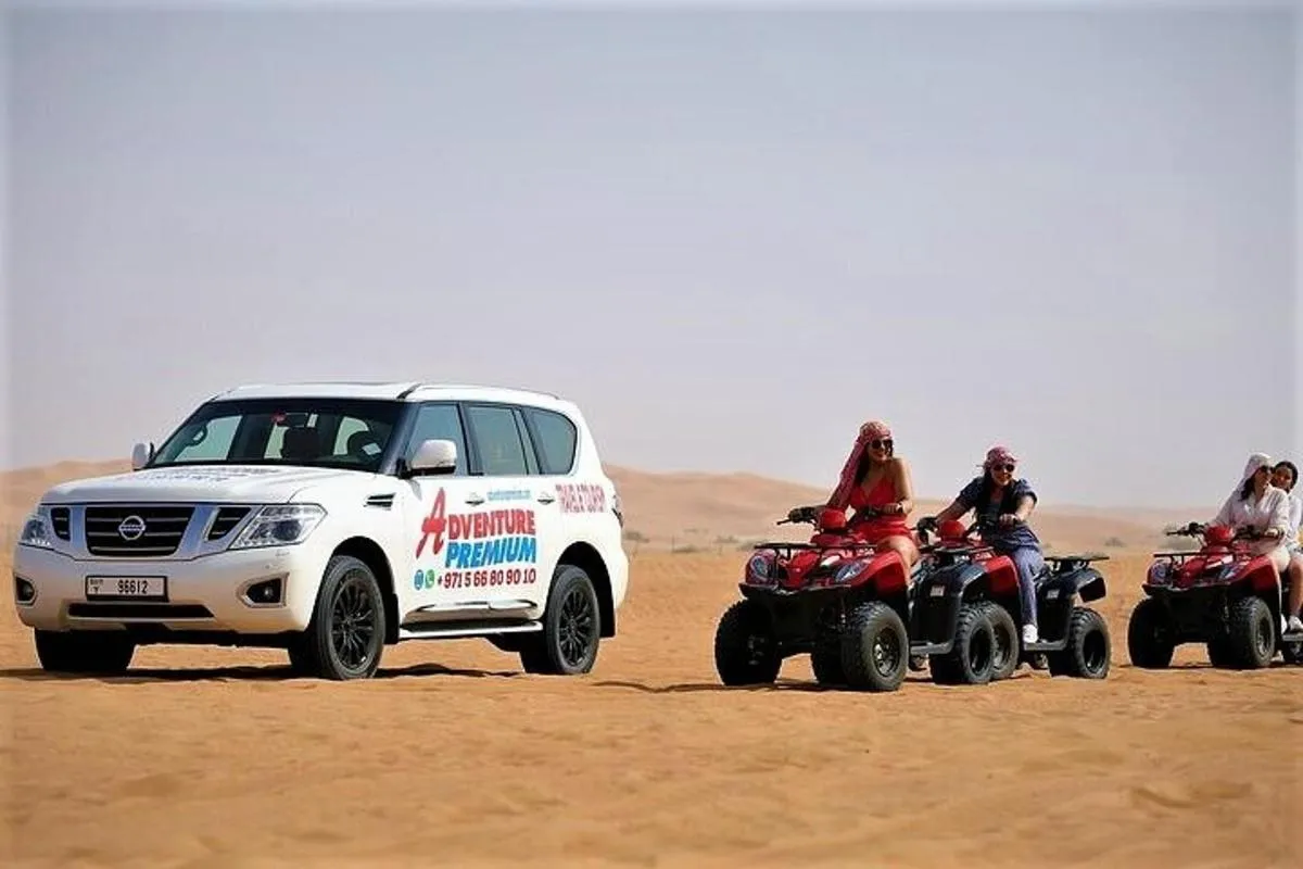 Image 0 of Dubai Desert Safari with Quad Bike, Dune Bashing, Camel Ride, Sand Boarding &BBQ