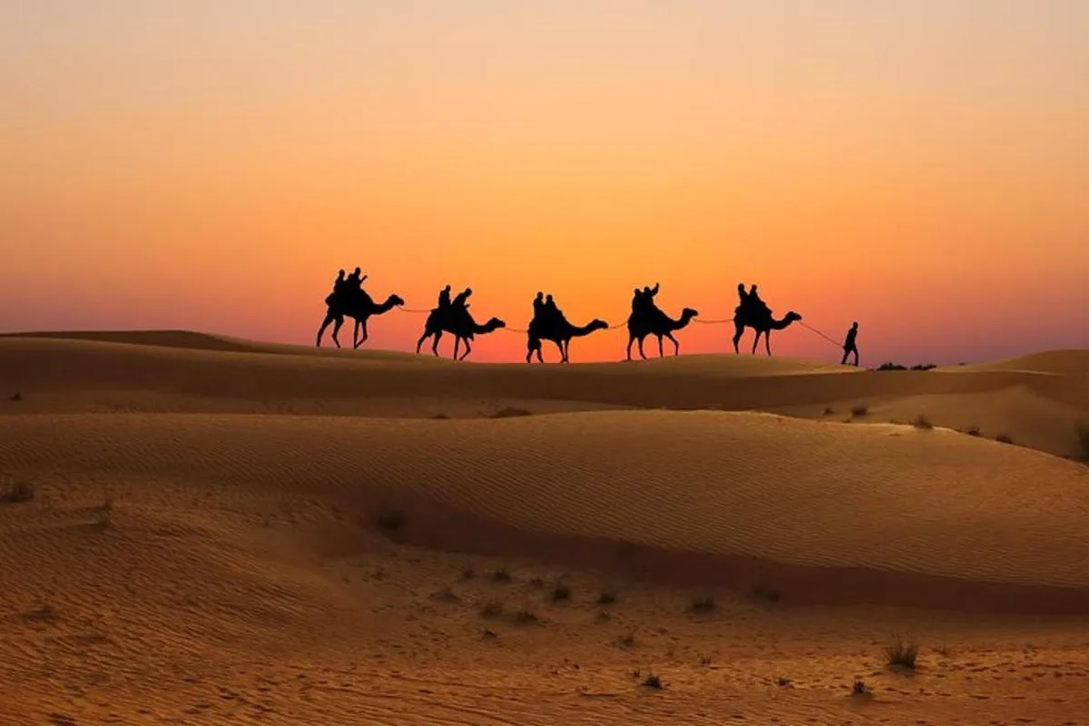 Image 1 of Evening Desert Safari in Dubai, Sandboard & BBQ Dinner