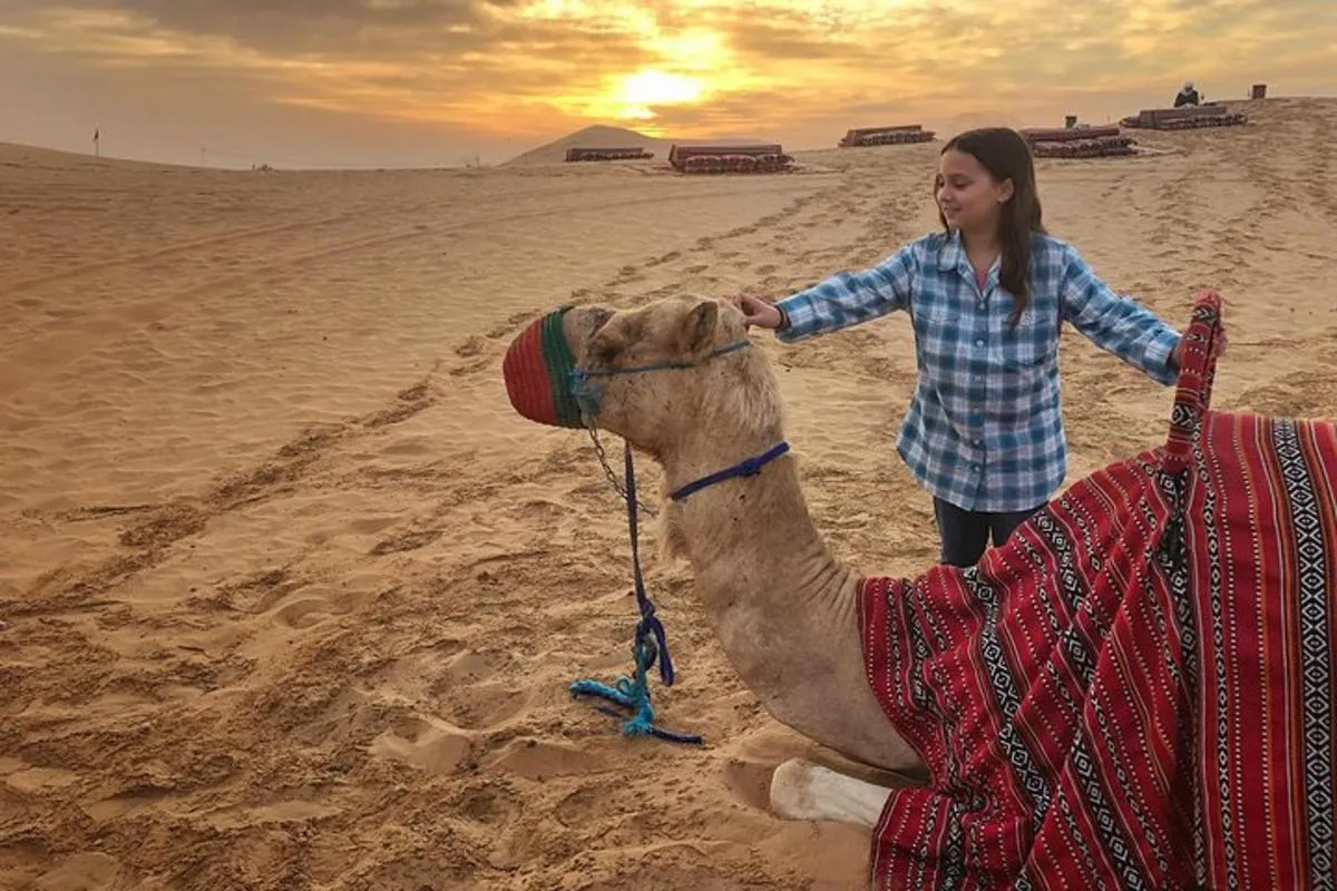 Image 1 of Private Desert Safari With Sand Boarding Quad bike and Camel Ride BBQ Dinner