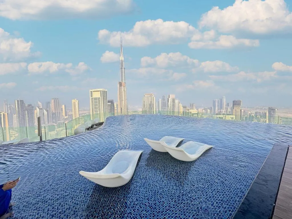 Elevated Sky High Infinity Pool With Burj Khalifa and City Views-High Rise Floor-Brand New-