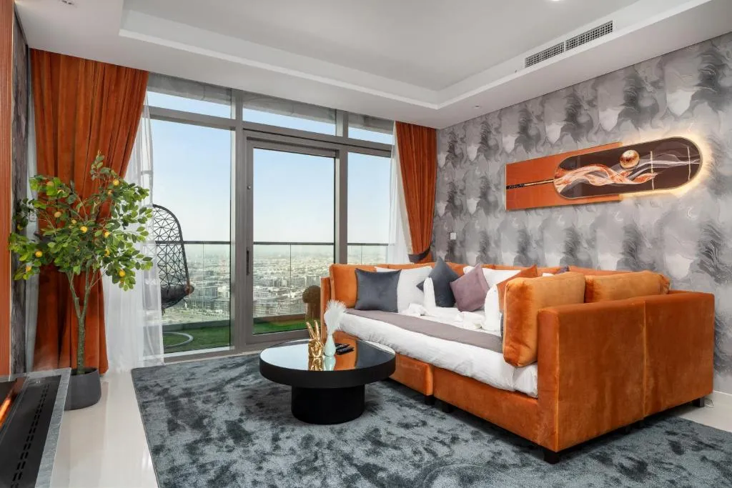 64th floor rooftop pool offering amazing Burj Khalifa views, 2BR apartment in Paramount Hotel Midtown
