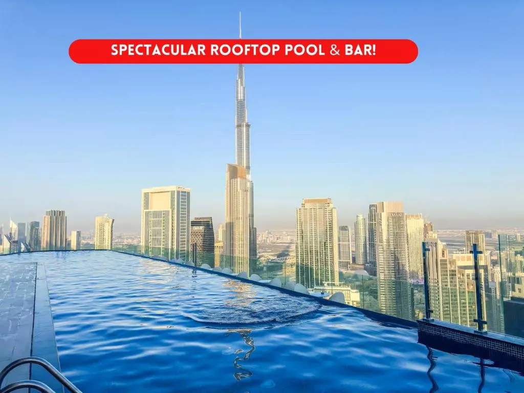 New Luxury SeaView 2Bed – Spectacular Rooftop Infinity Pool, Bar & Burj Views!
