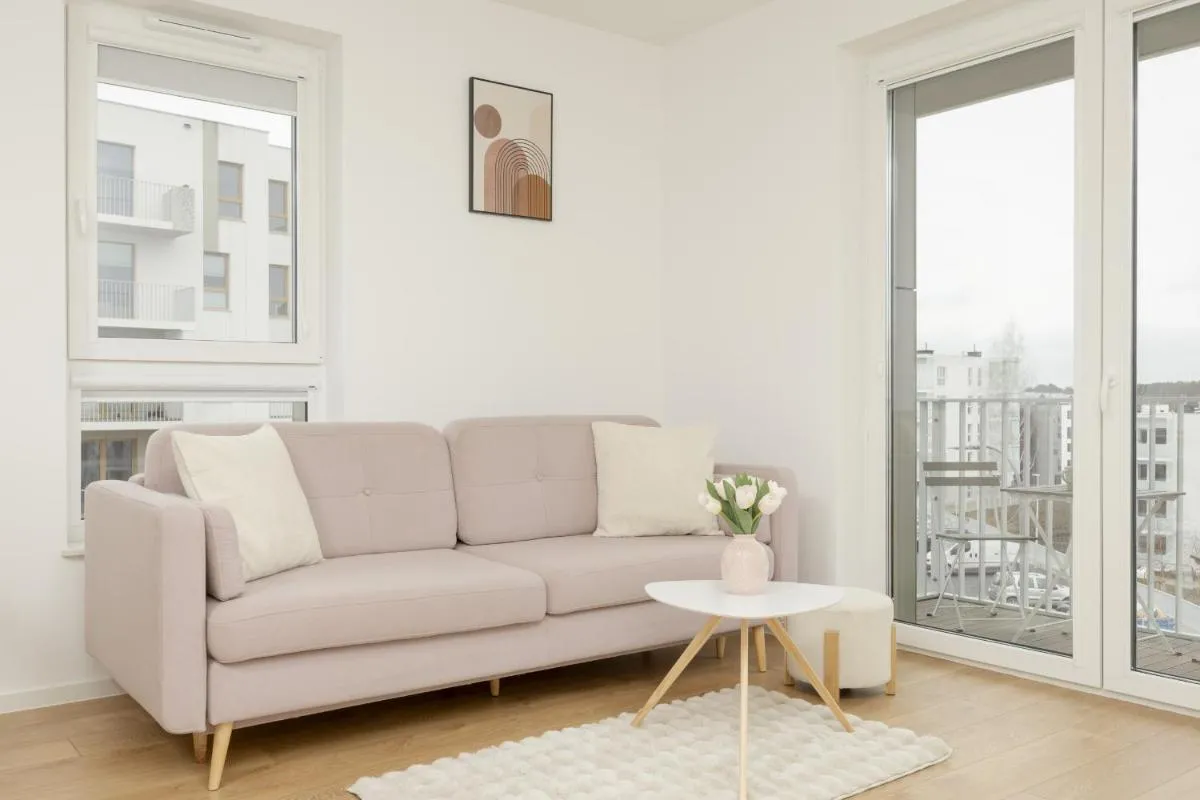 Image 3 of Bright Pastel Apartment with Desk for Remote Work, Balcony and Parking by Renters