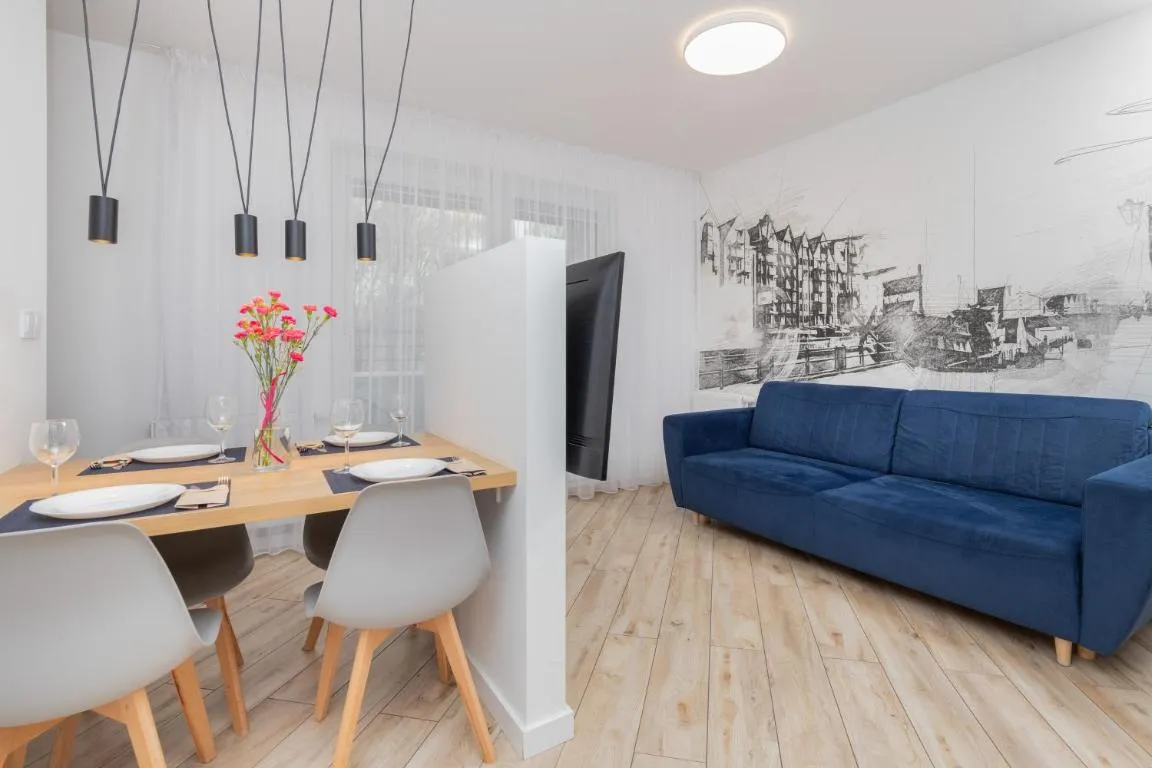 Image of Old Town Aesthetic Deep Blue Apartments in Gdańsk by Renters