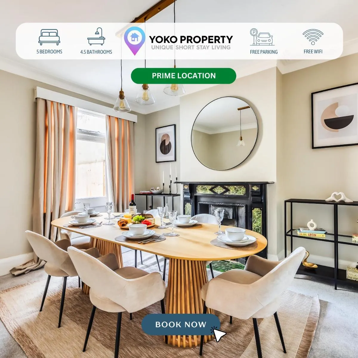Image 4 of Beautiful 5 Bedroom 4 Bathroom House in W6 by Yoko Property – 10 minute’s to Central London – Free Parking, Fast WiFi, Work Desks and SmartTVs with Disney and Netflix
