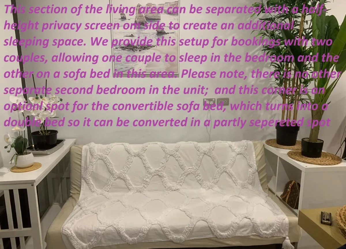 Image 3 of Amazing 1 Bedroom Apt with large living & option for extra sleeping space Plus Gym Spa Pool Sauna and BBQ in Garden