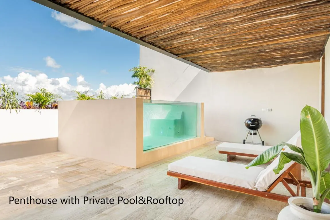 Image of Extraordinary Penthouse, private rooftop and pool, capacity for 9 guests, in fully equipped hotel in Tulum