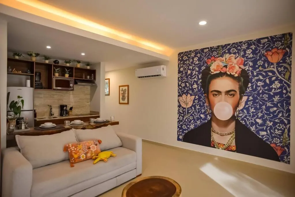Image of Frida’s Artsy Condo with own mural, outdoor tub & rooftop pool